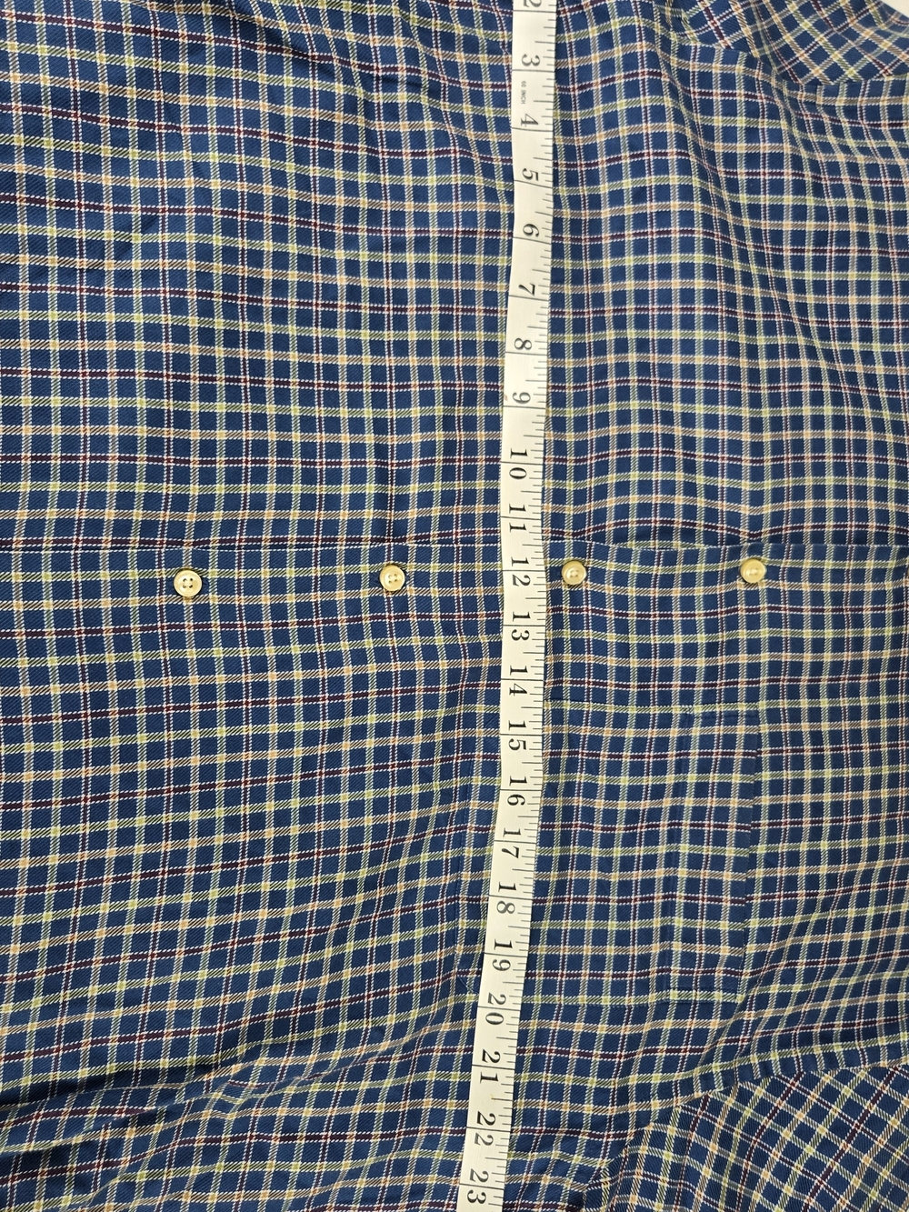 Peter Millar Men's Medium 100% Cotton Plaid Button-Down Shirt Navy Blue - Picture 4 of 9